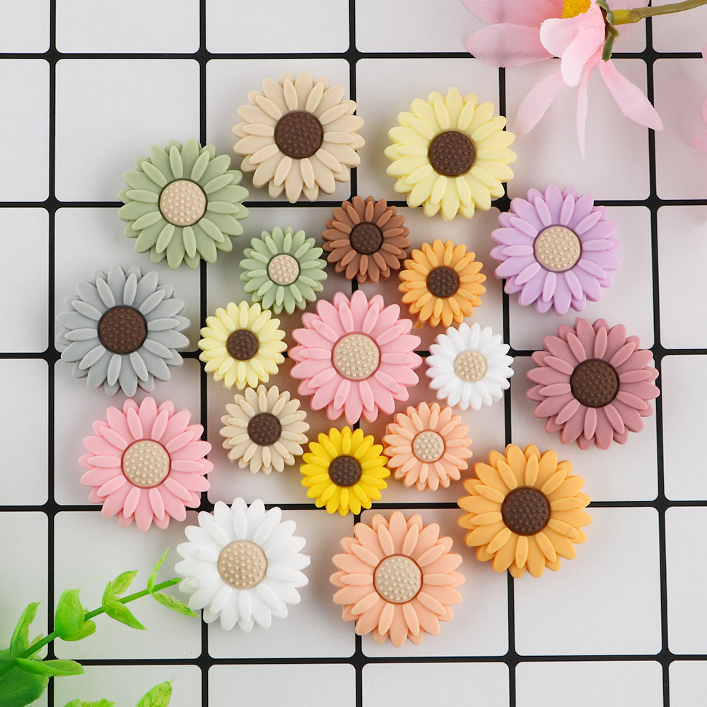 Baby Silicone Beads 3/10pcs Mini Flowers Teething Clips Beads For Jewelry Making Bulk DIY Pacifier Chain Jewelry Accessories