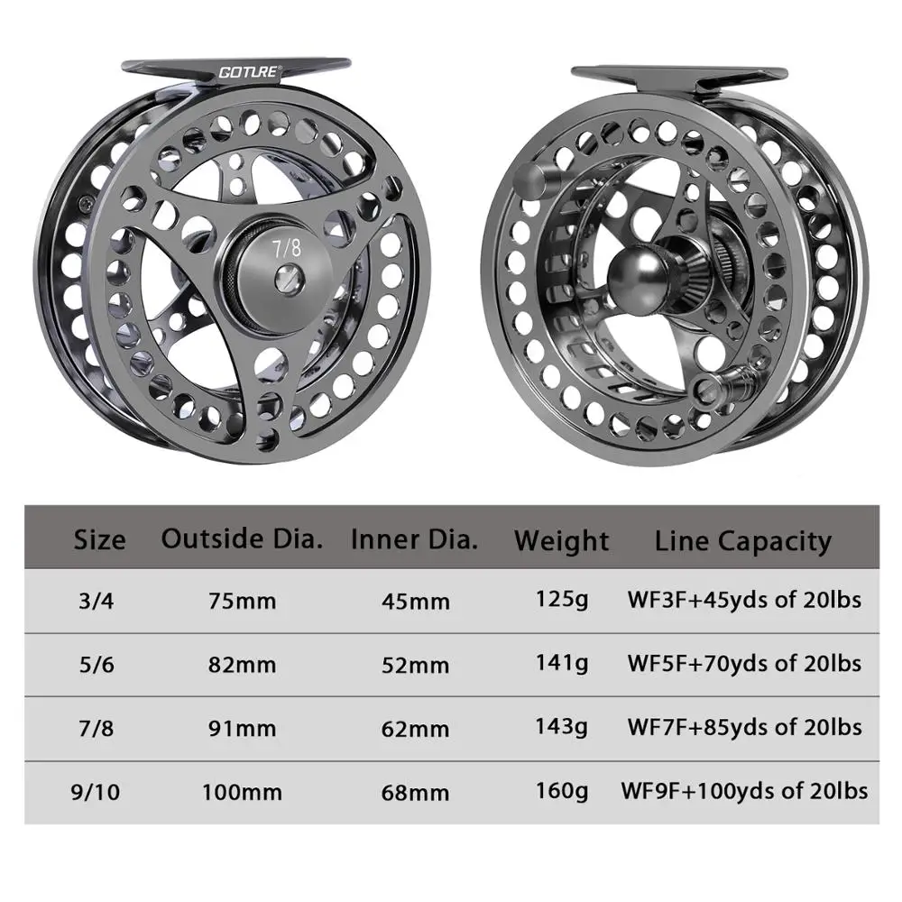 Fly Fishing 2+1Bb Goture Reel Cnc-Hined Aluminum Arbor Trout ddmysmile Carp Fishing Reel 3/4 5/6 7/8 9/10 WT Left&Right Handle Fly Reel Smile 2+1Bb