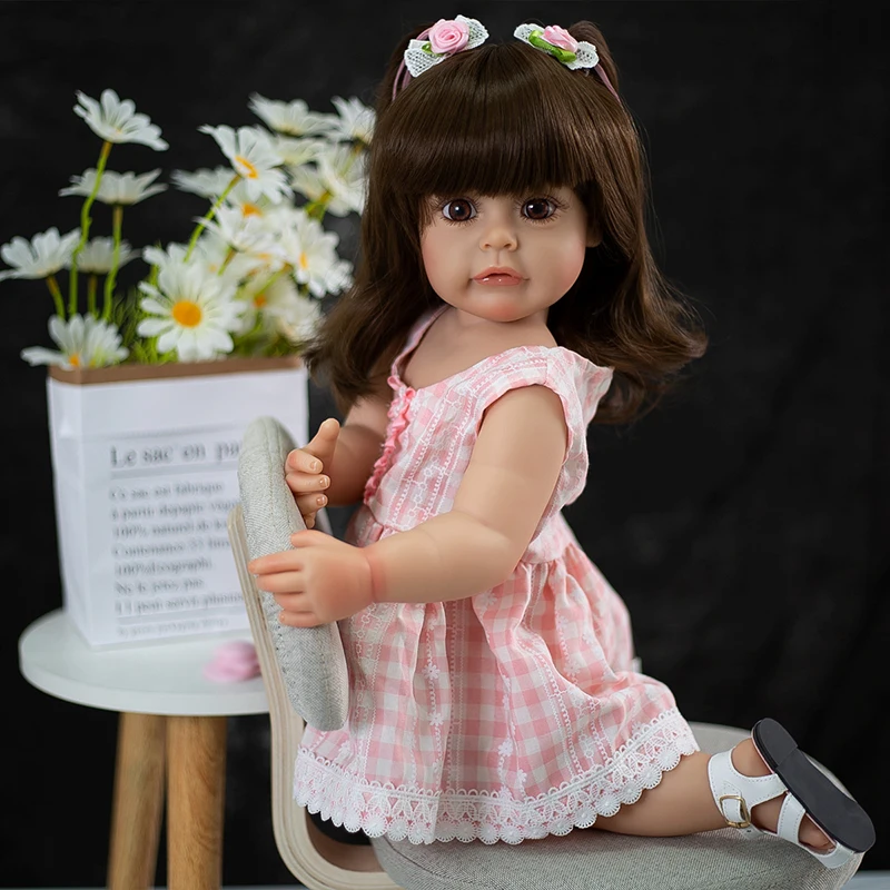 55CM 2025 Full new Silicone Vinyl Reborn Baby Dolls Sweet Face Lifelike Sue-Sue Doll Toys Soft Playmate for Girls Birthday Gift