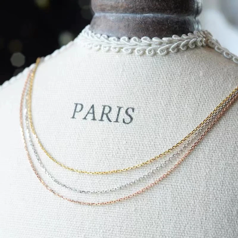 YUNLI Real 18K Gold Jewelry Chain Necklace Pure AU750 Pendant Chain for Women Fine Jewelry Gift