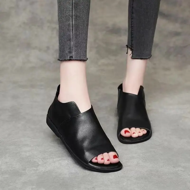 2023 new Women PU Sandals Summer Women Shoes Sandals 2025 Comfortable Women Thick Sole middle Heels Mother Shoes Chaussure Female sandals