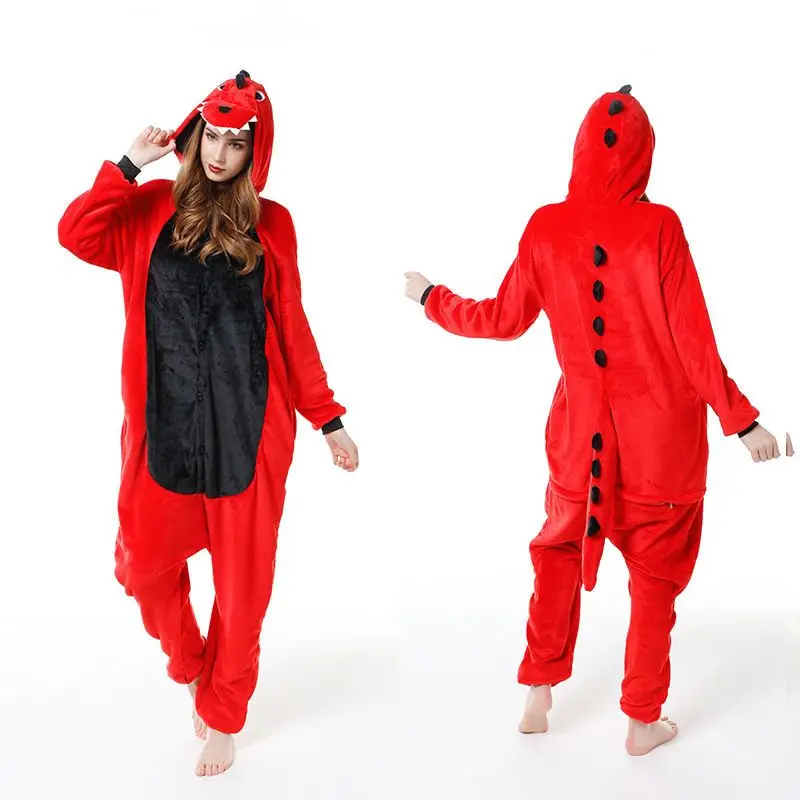 Adults Dinosaur Onesie Jumpsuit Stitch Pajamas Sleepwear Women Men Winter Animal Kigurumi Costume Kids Unicorn Flannel Pyjamas