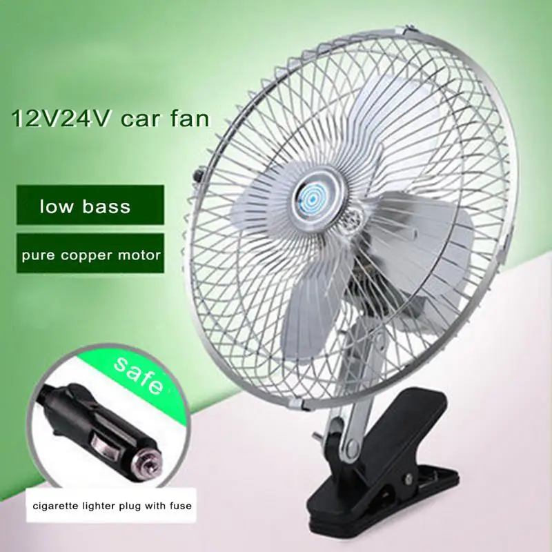 Automobile Car Fans Dual-Head 2 Speeds Adjustable For Dashboard 12V Truck Van Oscillating Easy Install Clip-On Air Flow Cooling