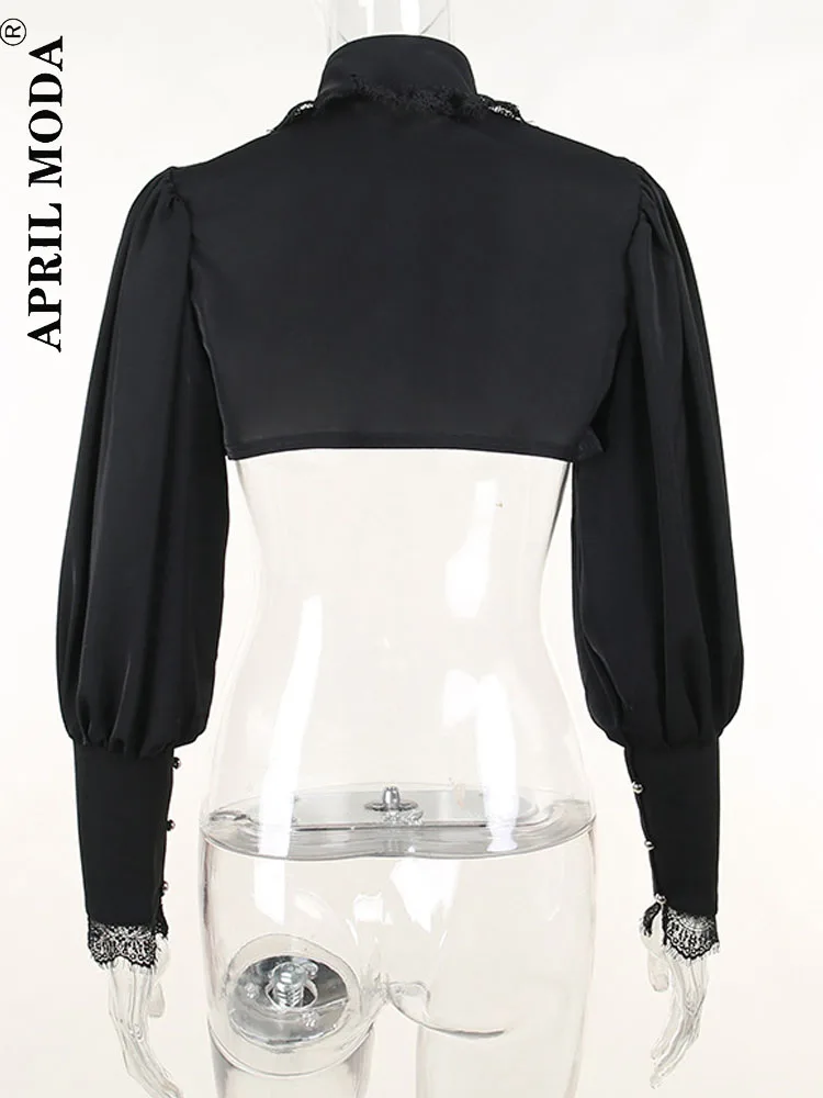 Lace Gothic Black Short Steampunk Crop Jacket 2025 Kawaii Vintage Gorgeous Palace Blouse Women Party new Bolero Victorian Coat Corset