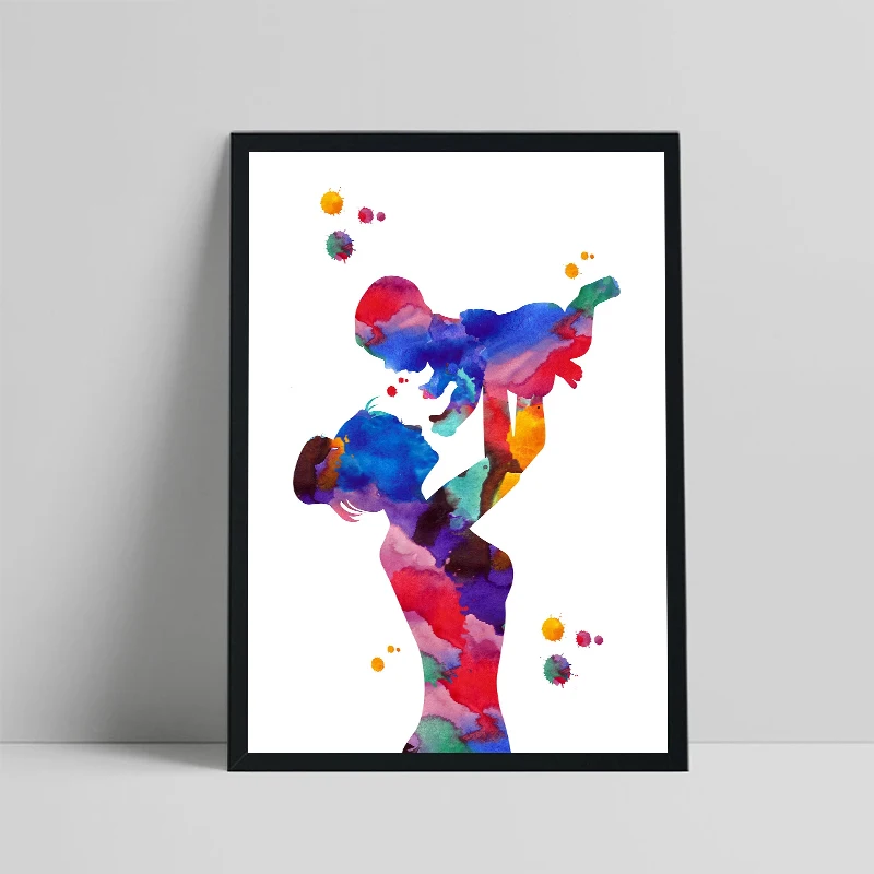 Mother&Child Canvas Painting Medical Print Pregnant Woman Fetal Watercolor Posters Gynecology Obstetrics Wall Art Room Decor