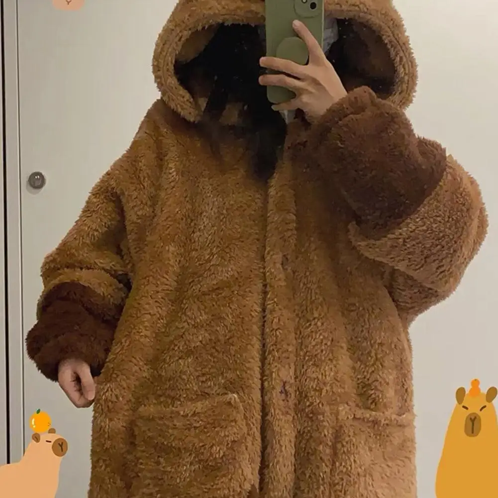 Brown Capybara Coral Velvet Pajama Office Nap Wearable Loose Onesie Pajamas Kids Soft Cute Animal Shape Blanket For Adult Blanke