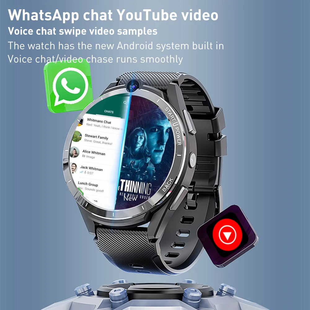 LEMFO LEM16 4G GPS Smart Watch Android 11 Smartwatch Men 6GB 128GB 900mah With Power Bank Dual System 4G Smart Watch