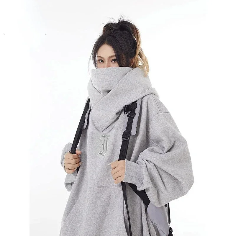 Solid Color High-end Simple Pullover Hoodie American Hip-hop Autumn and Winter Ninja Trend Functional Design High Street Jacket