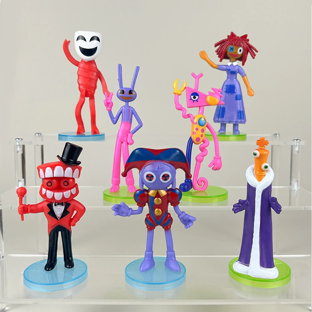7Pcs The Amazing Digital Circus Figure Card Toy Pomni Jax Kagatha Kinger Caine Kaufmo PVC Model Doll Figurines Kids Gift