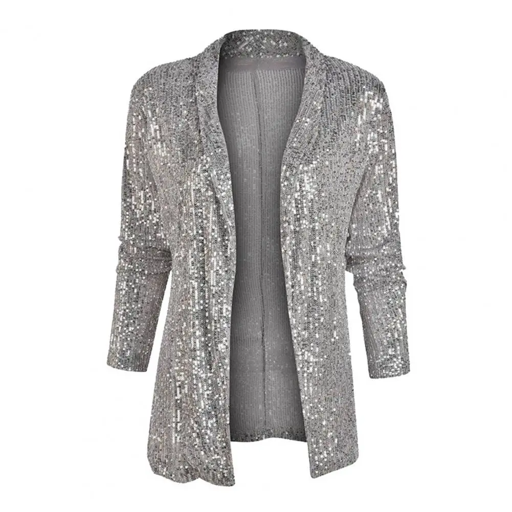 Women Sequin Cardigan Shiny Sequin Long Sleeve Cardigan Open Long Sleeve Club 2025 OL Commute Spring new Fall Blazer Jacket