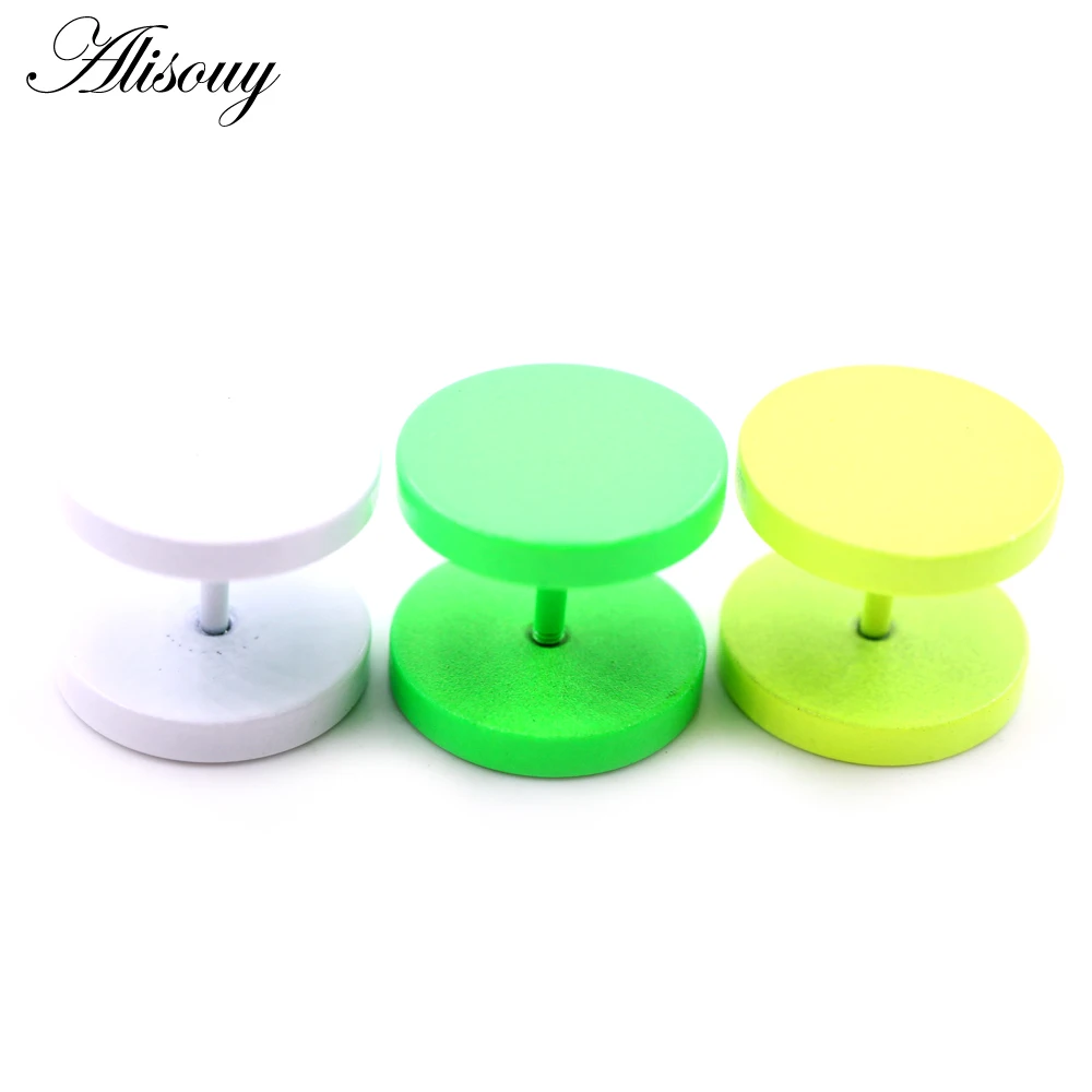 Alisouy 2PC Double Sided Round Stud Earrings 2025 White/Yellow/Green Color 4mm-14mm new Men Earring Ear Jewelry