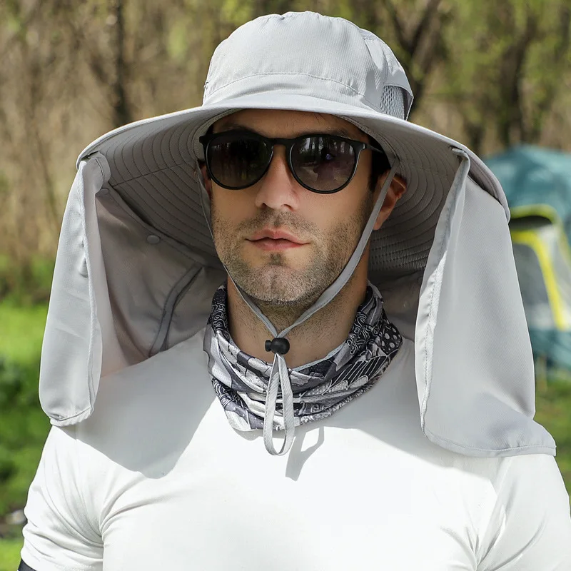 Hat Men Summer Fisherman Hat Large Shawl Breathable UPF50+ Fishing Hat Big Brim Sunscreen Shade Mountaineering Hat Free Shipping