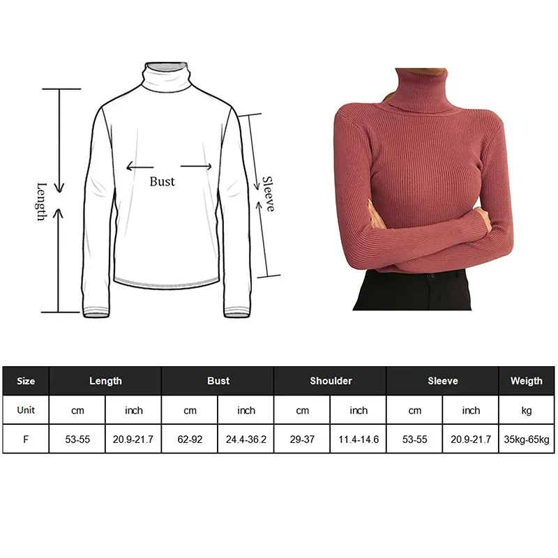 Women Fall Turtleneck Sweater Knitted Soft Pullovers Cashmere Jumpers Basic Sweaters For Autumn Winter 5