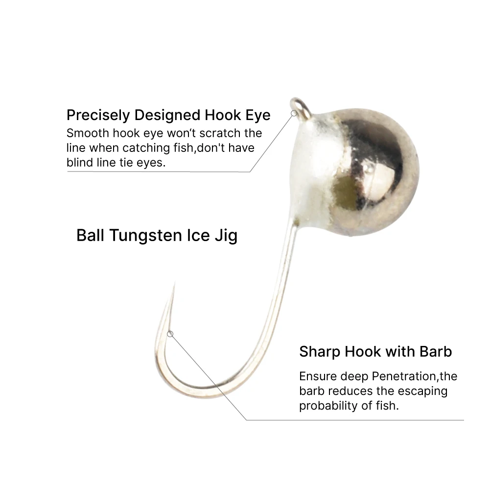 Elite TG pcs Ball Ice Jig mm Swing Head Deep Water Soft Lure Tungsten Pike Fishing Hook