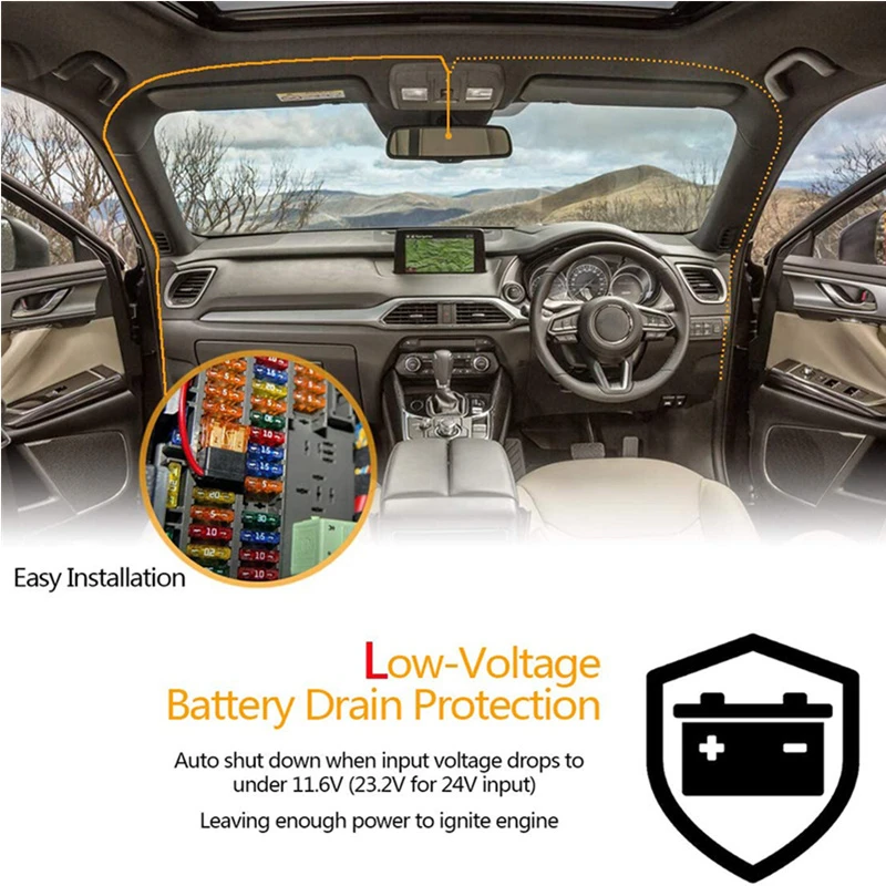 Dash Cam Hardwire Kit Buck Line For 24 Hours Parking Monitor Dashcam Cable Power Adapter for 70mai DVR Dash Camera 12V To 5V USB