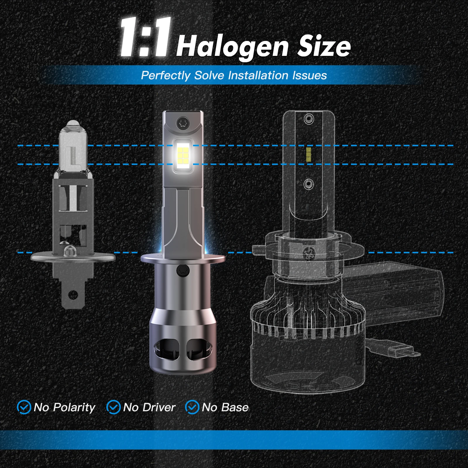 H1 Bevinsee H3 LED Headlights High Power CANBUS No Error 880 881 Fog Light Daytime Running Lamp Bulbs 12000LM 70W Headlamp 12V smile