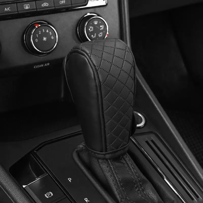 Gear Shift Knob Cover Non-Slip Grip Protective Covers PU Leather Shifter Lever Handle Stick case for Car Interior