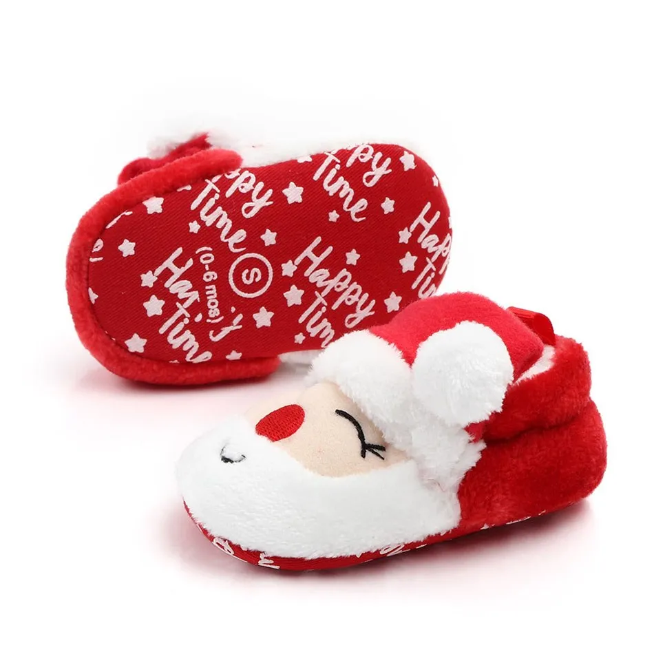 Toddler Boys Girls First Walkers new Baby Plush 2025 Santa Claus Elf Winter Prewalker Newborn Penguin Soft Shoes Infant Crib Shoes 0-12M