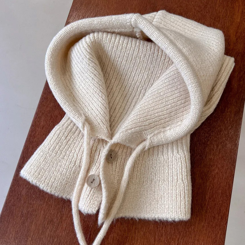 2023 Winter Balaclava Hats For Women Unisex Knitted Hooded Outdoor Warmer Drawstring Hat One-Piece Neck Collar Beanies Caps