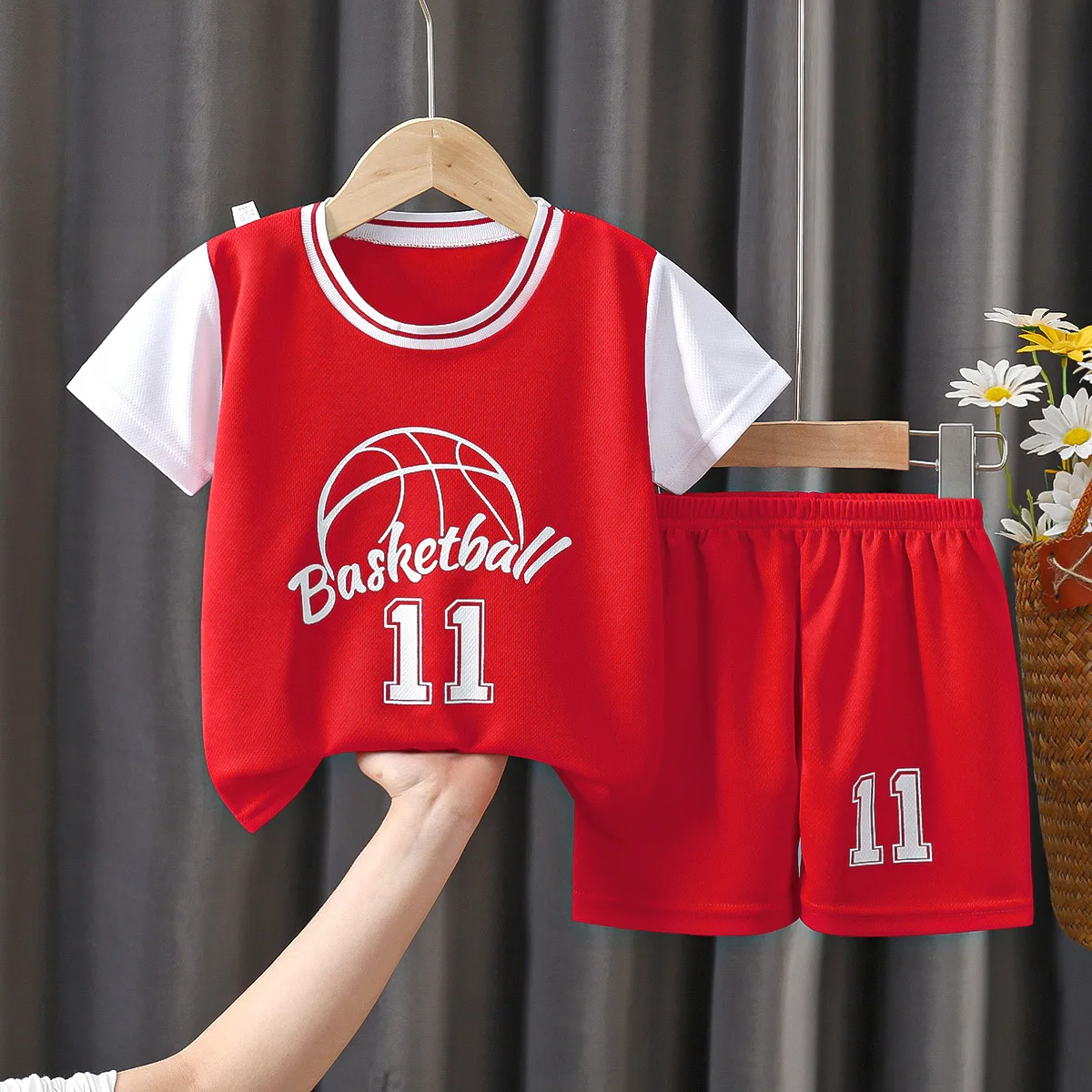 Kids Summer Quick drying Basketball Sportswear Short Sleeve T shirts/Vest+Short Pants 2pcs Suits 4 12 Years Boys Girls Clothes