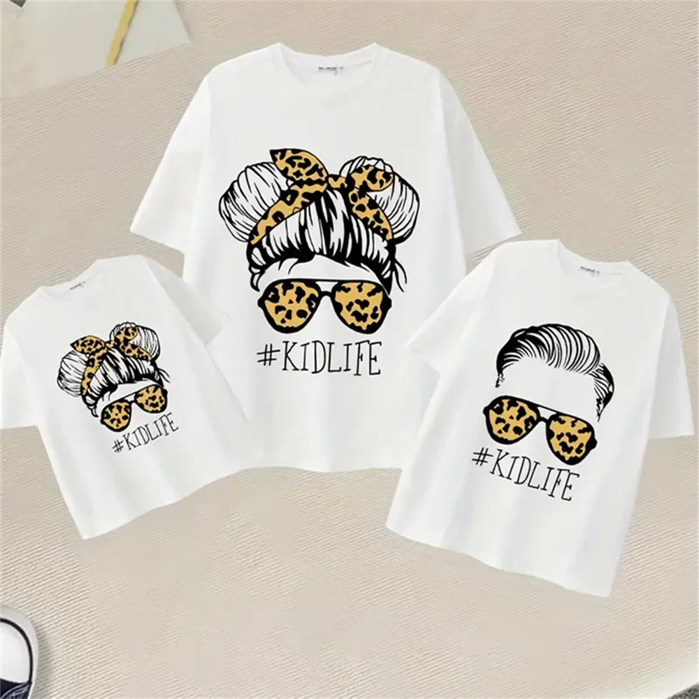 New Mother Father Kids Family Matching Outfits White Short Sleeve Mother Father and Daughter Clothes Family Look Summer Tshirts