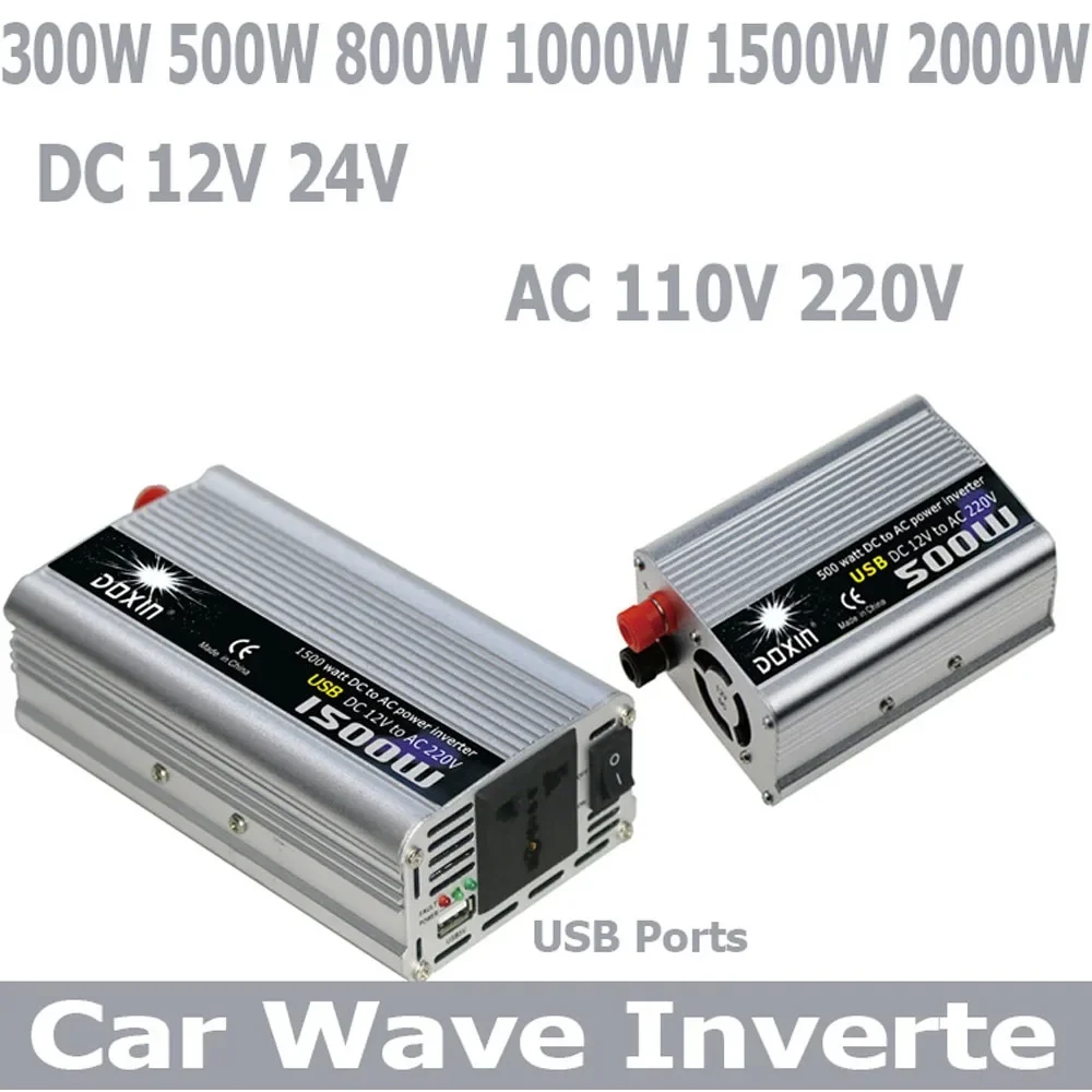 Car Wave Inverter DC V AC W Inversor Adapter Power Solar Converter
