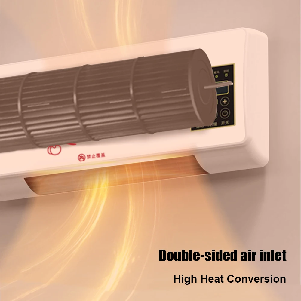 Wall-Mounted Cool/Warm Air Blower Remote Control - Silent Heater Adjustable Temp Energy Saving Low Noise No Light