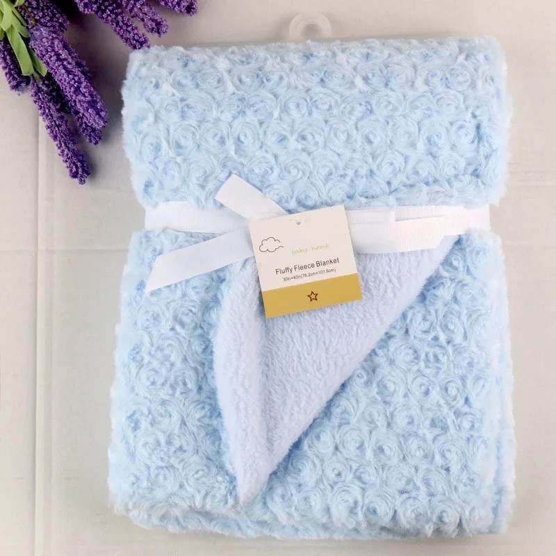 Baby Blanket Newborn Soft Rose Fleece Fluffy Baby Swaddle Wrap Thick Warm Newborn Baby Boys Girls Bedding Blanket Kids Blankets