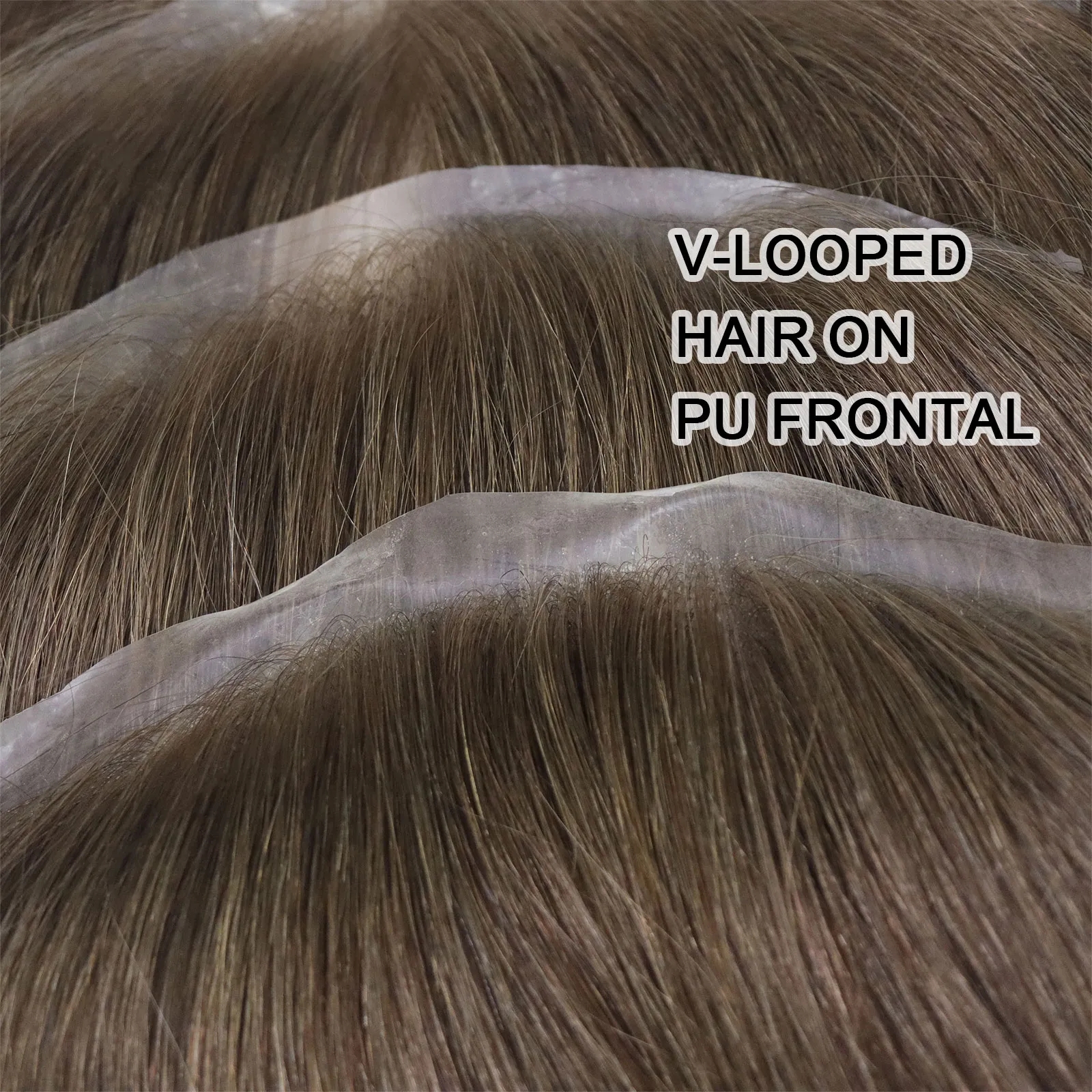 0.06mm Brown Straight Man Toupee V Style Frontal Hairline For Men 15cm Human Hair Ultra Thin Skin PU Men's Capillary Prosthesis