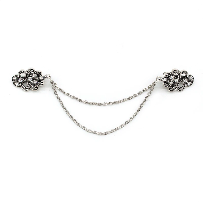 Vintage Flower new Chain Cardigan Clip Lady Retro Tassel Buckles Cloak 2025 Shirt Collar Women Brooch Pin Jewelry