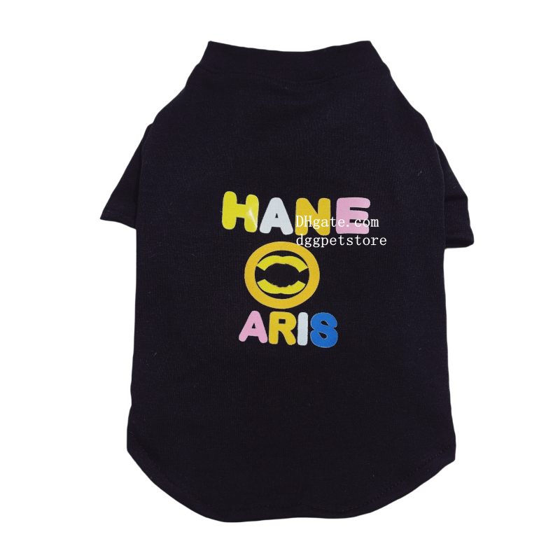 Designer Dog T-shirt Summer Dog Apparel Cotton Comfortable and Breathable Dog Clothes Colored Print Fashion Graphic Small Dog Shirts Puppy Vest for Small Pets L Y72