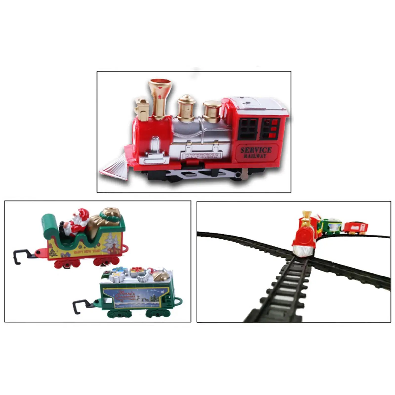 Electric Christmas Train Toy Set Car Railway Tracks Steam Locomotive Engine Diecast Model Educational Game Boy Toys For Children