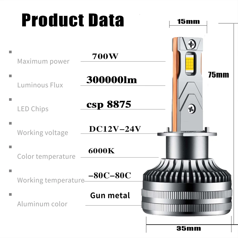 ZTZPIE 6000K HB3 HB4 9005 9006 H1 H7 H4 H11 CANBUS Bulb 9012 Led Lamp CSP 8875 Chips Car Headlight 300000LM 700W Fog Light