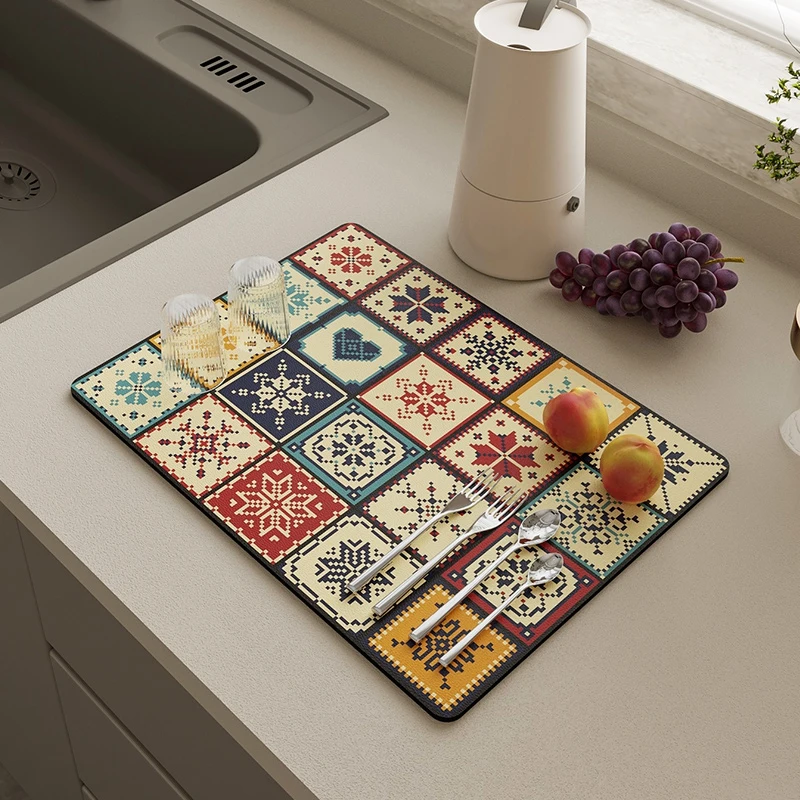 Kitchen Mat 2025 Rug Dish Drying Mats Absorbent new Dish Drainer Mat Kitchen Sink Rug Drain Pad Dinnerware Placemat Escurridor De Platos