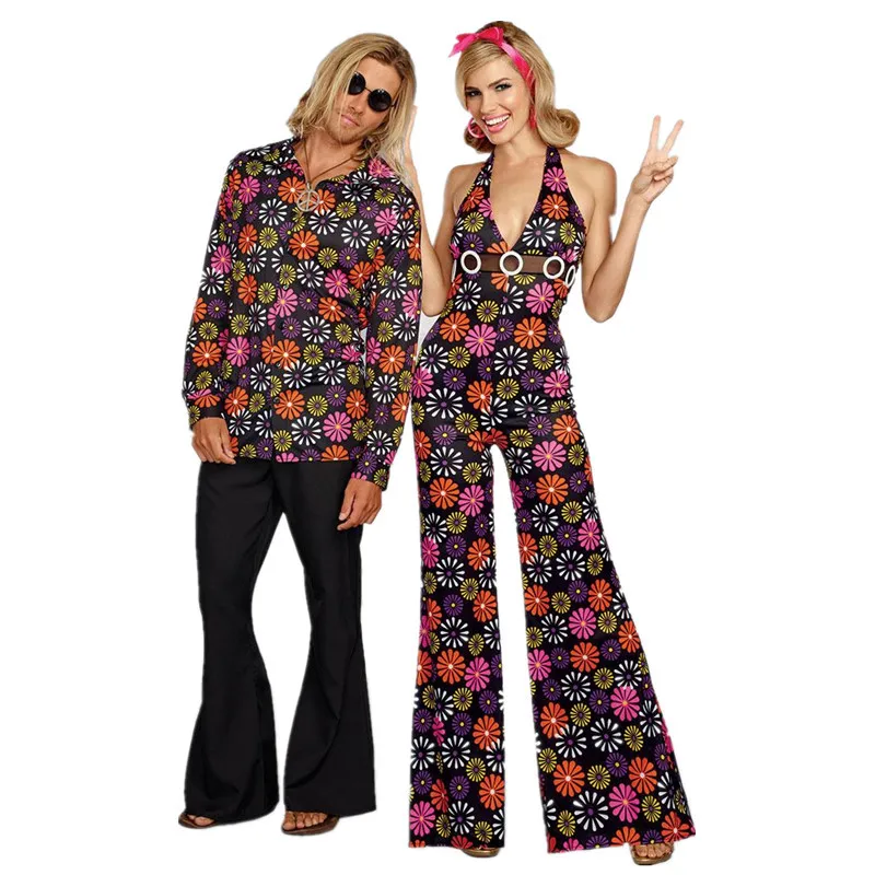 Halloween Costume For Couple 70s 80s Retro Hippie Costumes Hip Hop Singer Disco Cosplay Stage Performance Men Women new 2025 Fancy Dress