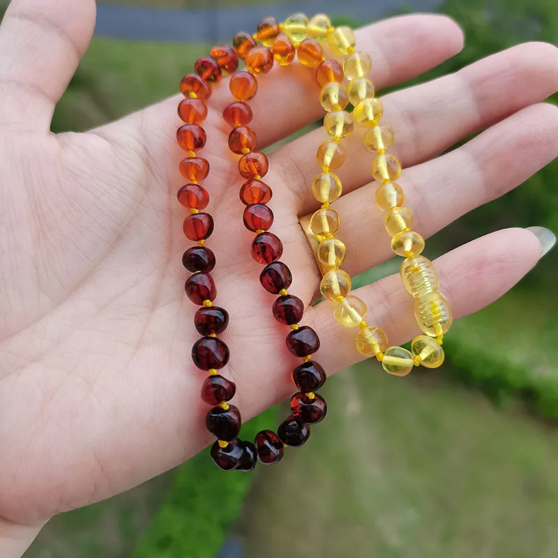 Baltic Amber Necklace Baby Teething Handmade Natural Genuine Original Irregular High Quality Bead Jewelry Gift Anti Inflammatory