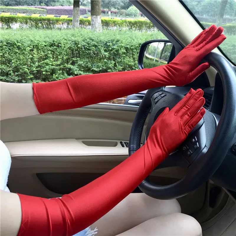 Summer Women Sunscreen High Elasticity Spandex Long Gloves Anti-UV 2025 new Solid Sexy Drive Etiquette Stage Performance Party Cosplay
