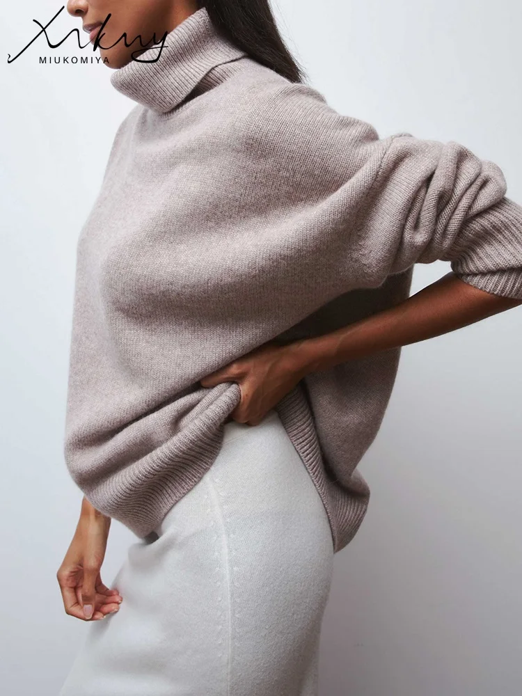 Winter Warm Thick Knit 2025 Sweater Women Turtleneck Pullovers Oversize White Tops Solid Thicken Loose Brown Sweaters For new Women 2023