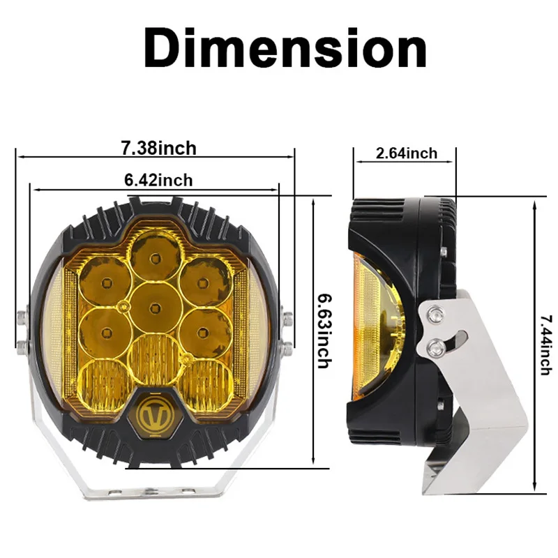LED nebel fahr licht 7 inch 90w 3000K 4300K gelb off road spot licht 4x4 SUV