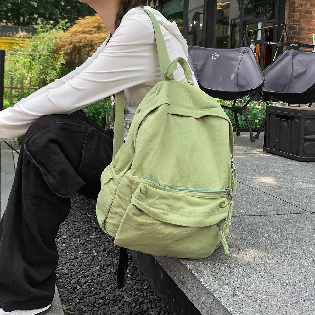 Women College Backpack Casual Solid Color Hiking Backpack Outdoor Sport School Bag Large Capacity Travel Laptop Rucksack 13e38