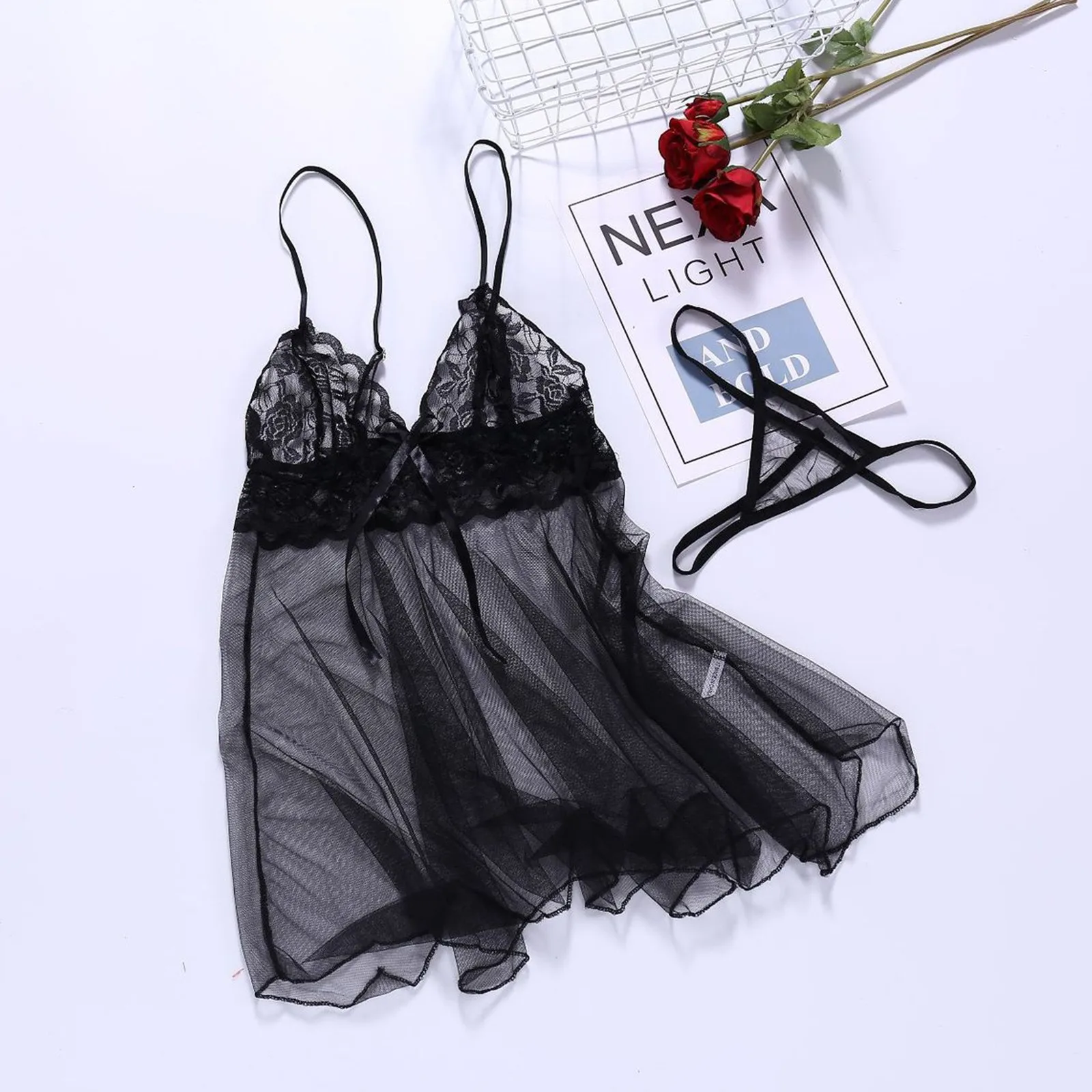 Low Cut Solid Color Lace Pamas Sexy See Through Front 2025 Split Female Sleepwear Breathable Soft Nightgown Pijama new Sexy Mujer