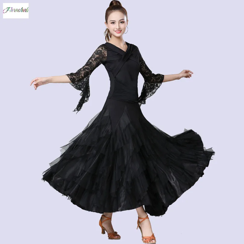 Women s skirt Dancing Costume Flamenco Waltz Ballroom Dance Skirt Layered Big Swing Spanish Skirts