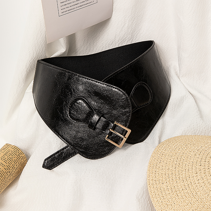 Women Luxury Ladies Wide Waist Pin Buckle Wide Belt Punk Style Rivet Pin Buckle Belt Designer PU Elastic Band Stretch Belts