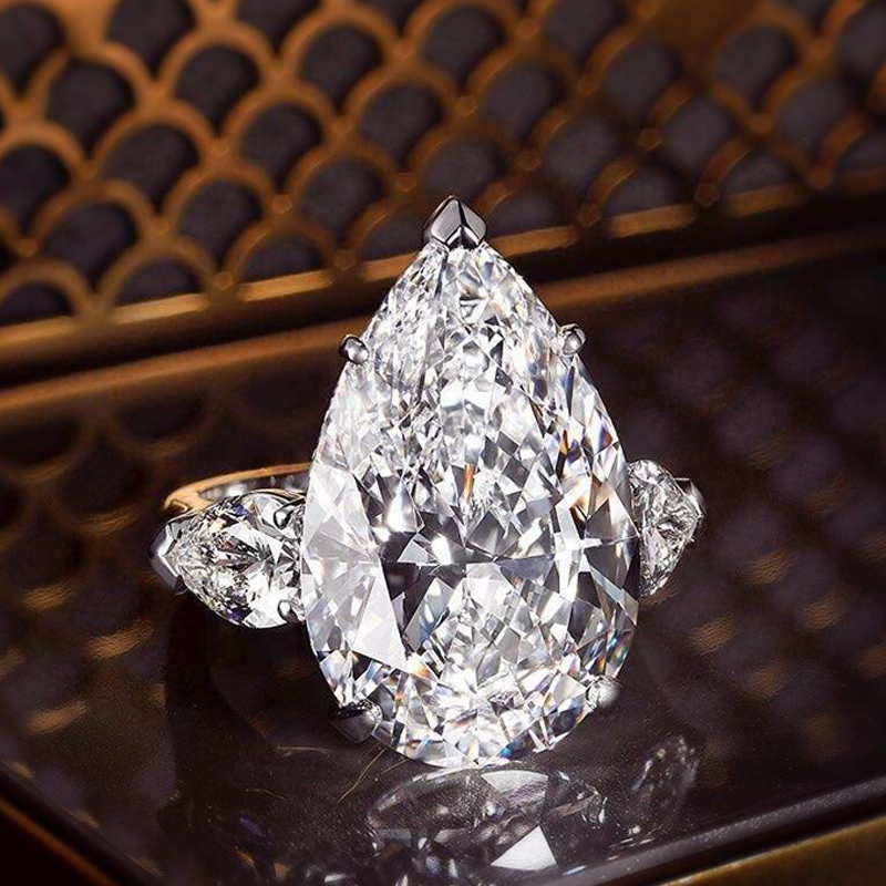 Huitan Crystal Water Drop CZ Rings Women Proposal Engagement Ring Exquisite new Wedding Anniversary Gift Party 2025 Trendy Jewelry