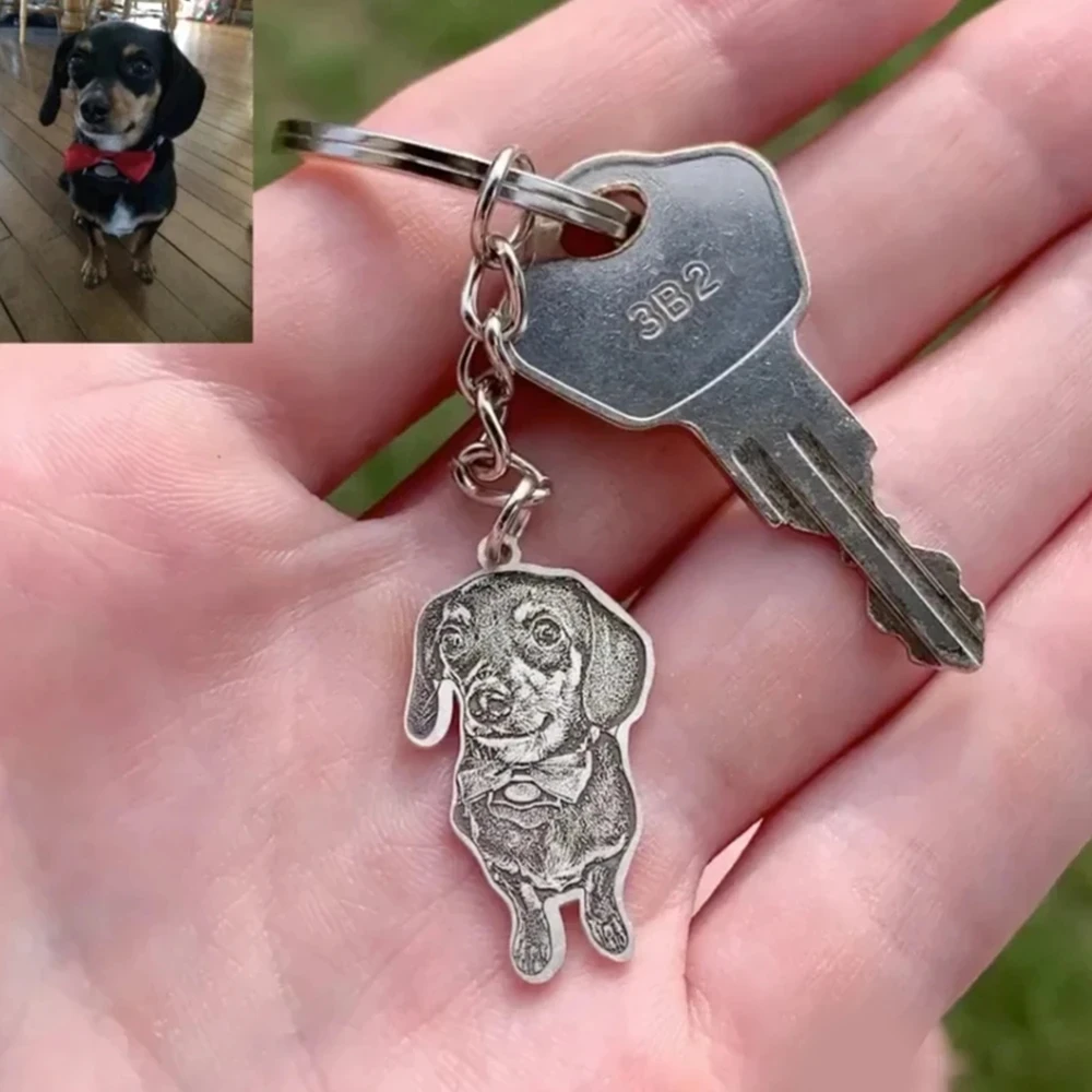Personalized new Pet Photo Necklace Engraved Pets Pendant Gifts Handmade 2025 Custom Dog Cat Keychain Memory Jewelry Picture Pendants
