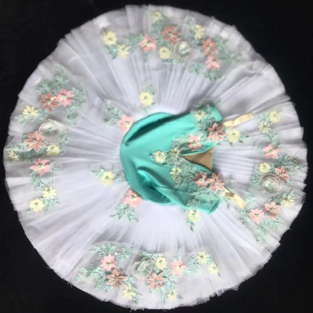 2025 Professional Ballet Tutu Kids Girls Ballet Tutu new Adulto Women White Ballerina Party Belly Dance Costumes Flower Embroidery Dress