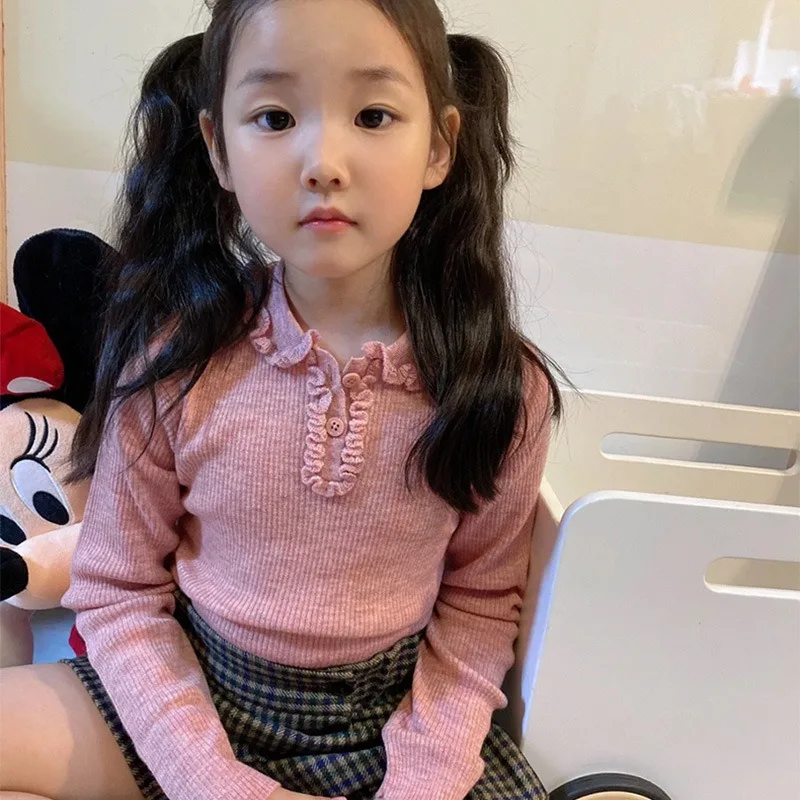 new Kids Sweaters 2023 Autumn Baby Girls 2025 Cardigan Outwear Ruffle Knitted Pullover Sweaters Winter Clothes