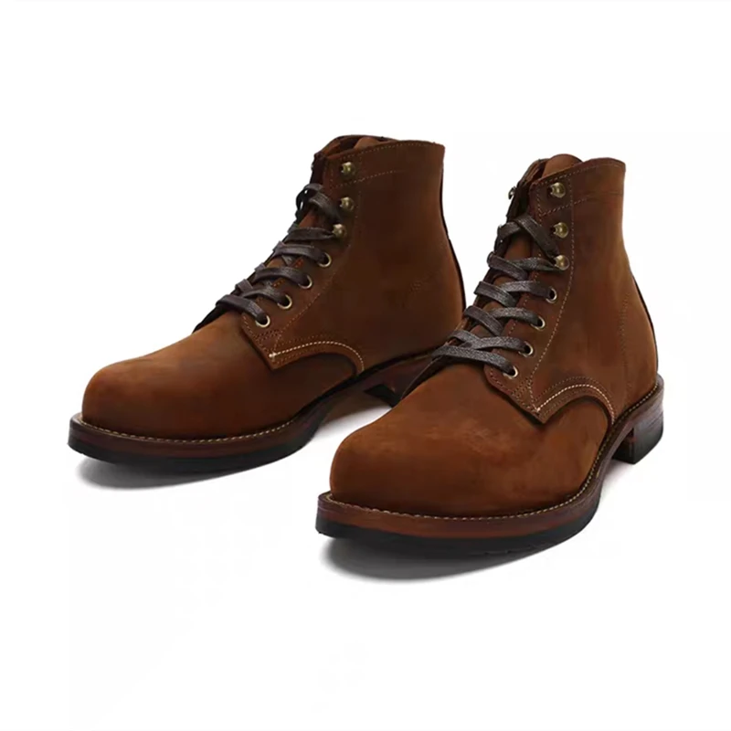 Handmade Luxury Autumn Winter Men Ankle Boots Wings Vintage British Cow Leather Top Quality Shoes Work Tooling Motorcycle Boots