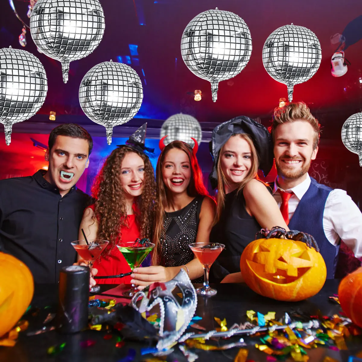 Disco Balloons 12Pcs Foil 22 Inches ddmysmile Reusable Aluminum Foil Balloons Large 4D Disco Theme Party Balloons Bar Dance Photo Props Smile