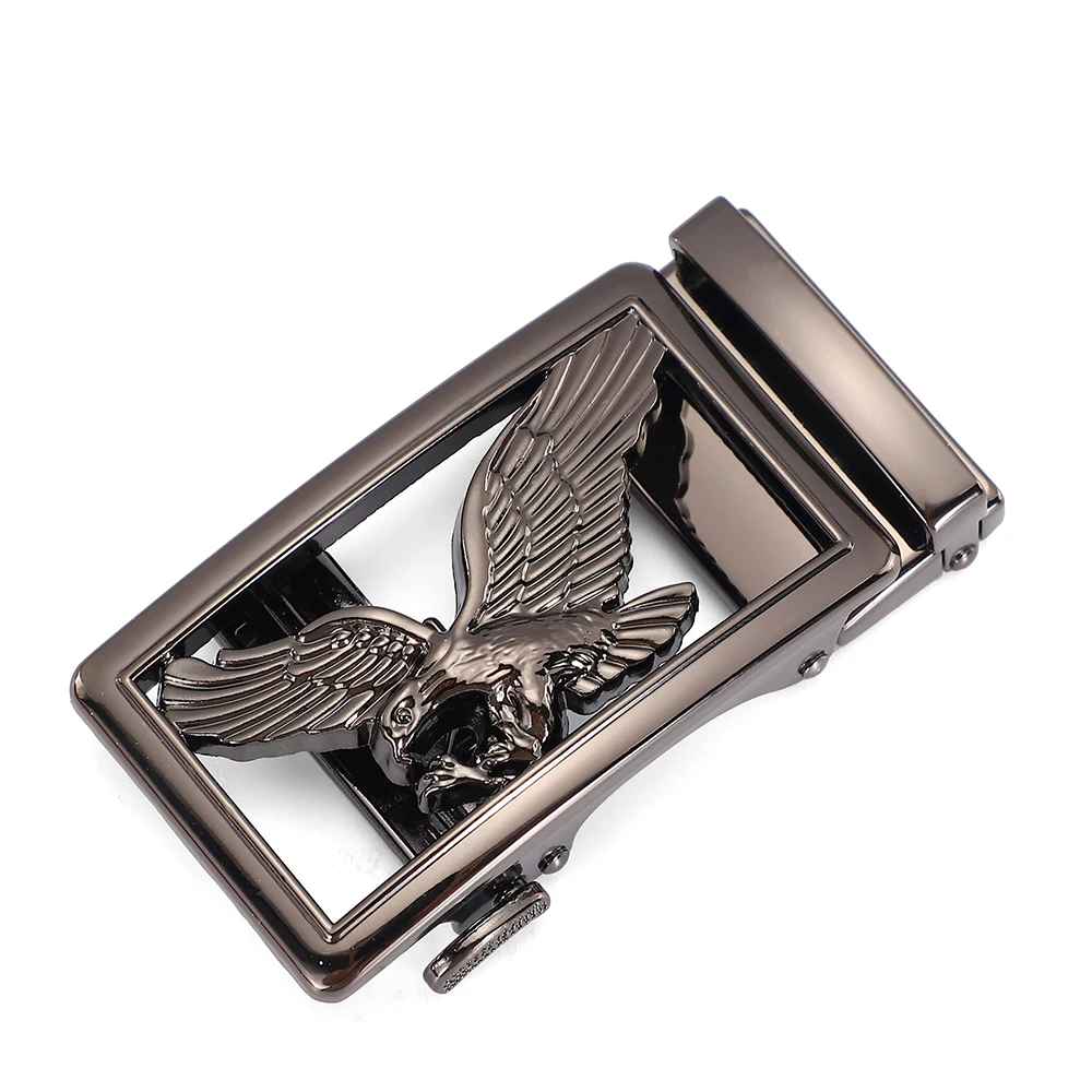 Genuine Leather Men's Belt Golden Gray Automatic Eagle Buckle Belts for Man High Quality Designer Waist Strap 3.5 CM Big Size